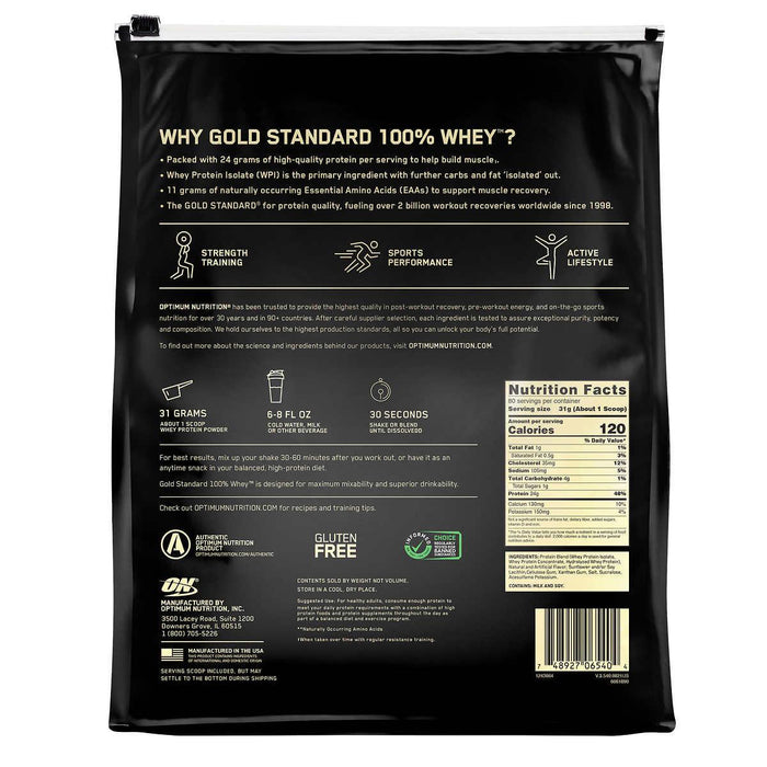 Optimum Nutrition Gold Standard 100% Whey Protein Powder, Vanilla Ice Cream, 5.47 lbs