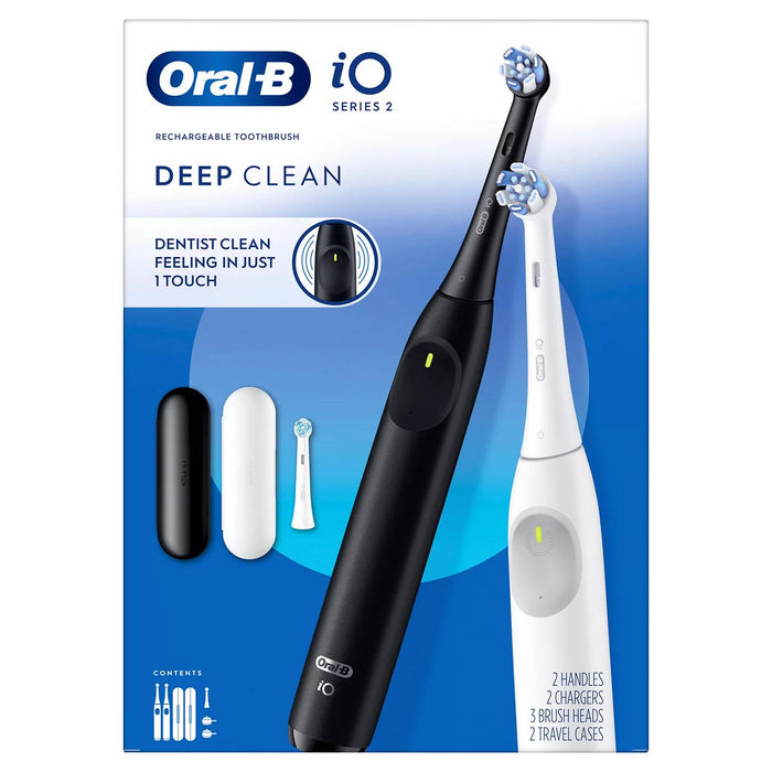 Oral-B iO Series 2 Electric Toothbrush, Pure White and Night Black, 2pk., 3 Brush Heads