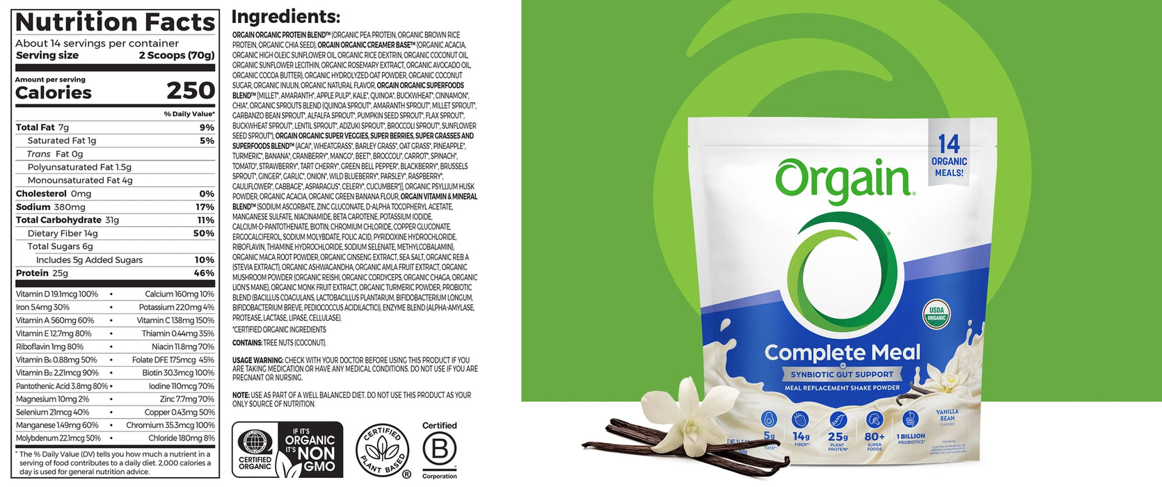 Orgain Complete Meal - Vanilla, 34.6 oz
