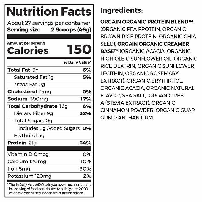Orgain USDA Organic Plant Protein Powder, Creamy Horchata, 2.74-pounds