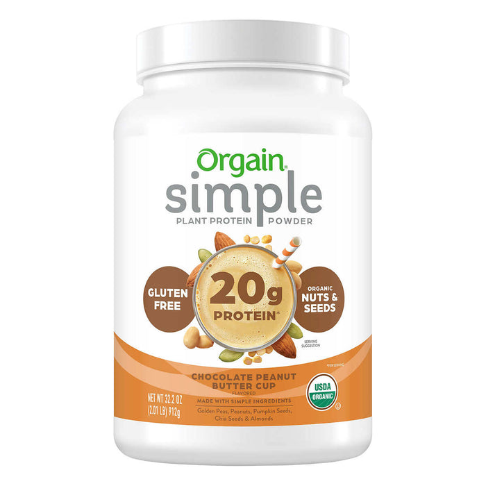 Orgain USDA Organic Simple Plant Protein Powder, Chocolate Peanut Butter Cup, 2.01-pounds