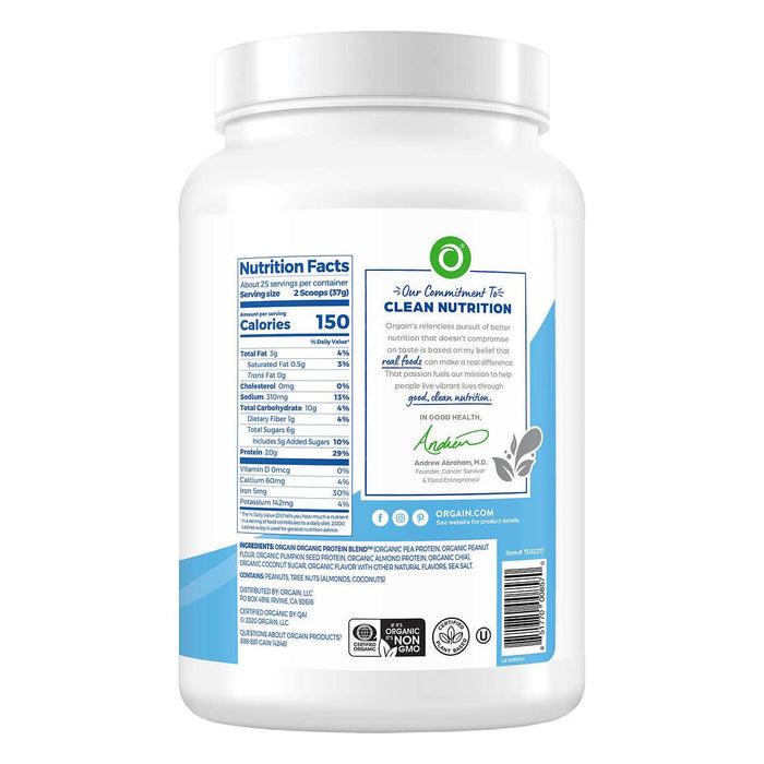 Orgain USDA Organic Simple Plant Protein Powder, Vanilla, 32.6 oz, 2Lb