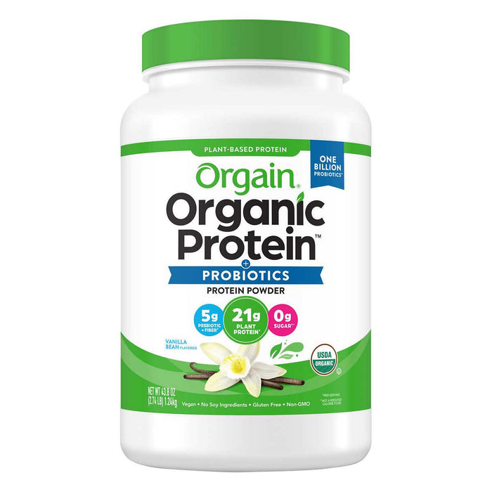 Orgain USDA Organic Plant Protein Powder, Vanilla Bean, 2.74-pounds