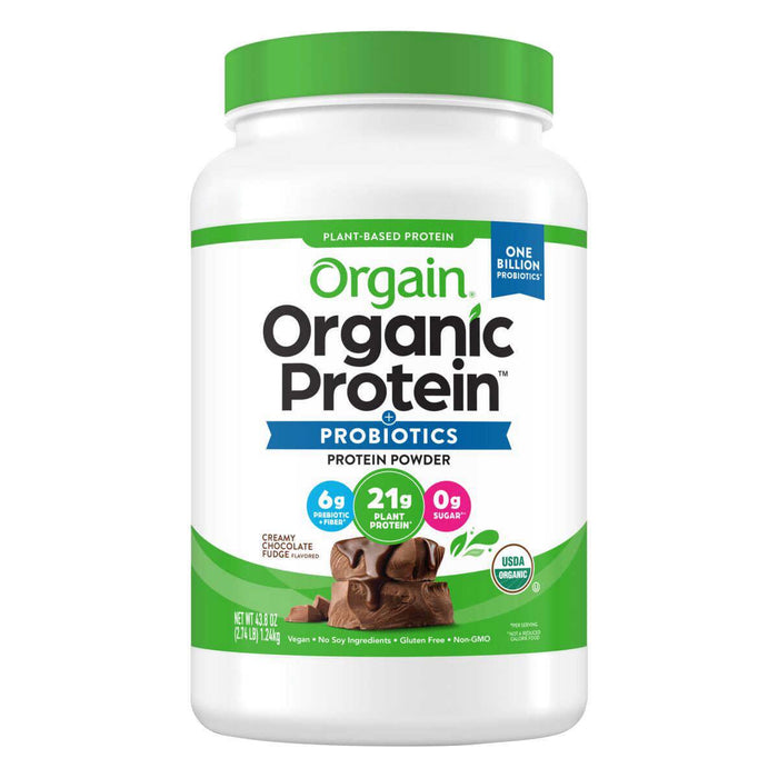 Orgain USDA Organic Plant Protein Powder, Creamy Chocolate Fudge, 2.74-pounds