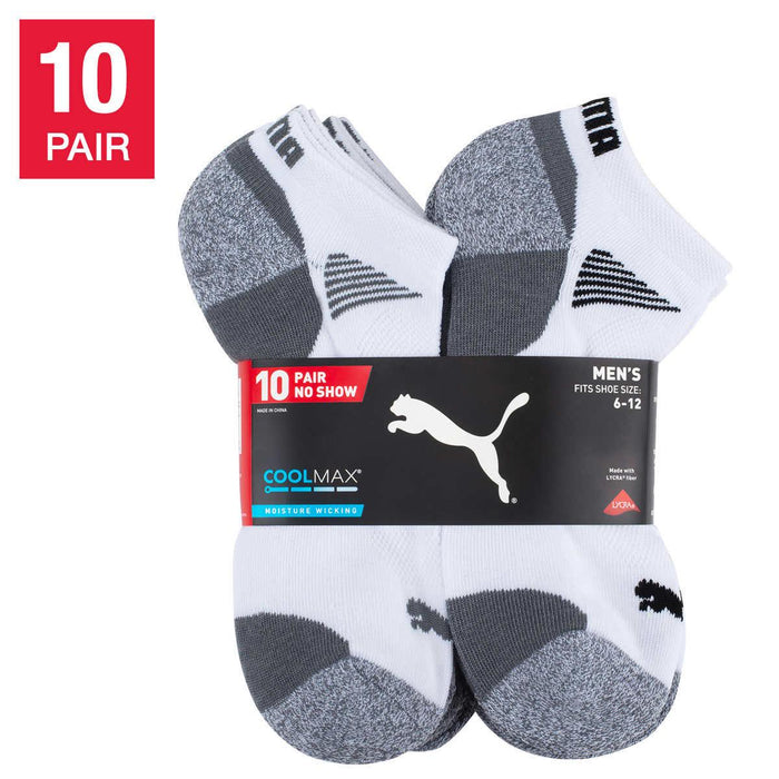 PUMA Men's No Show Sock, 10-pair
