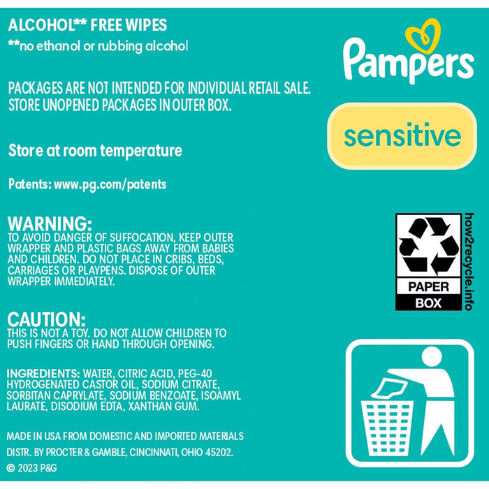 Pampers Sensitive Baby Wipes, Fragrance Free, 16 pks., 896 wipes