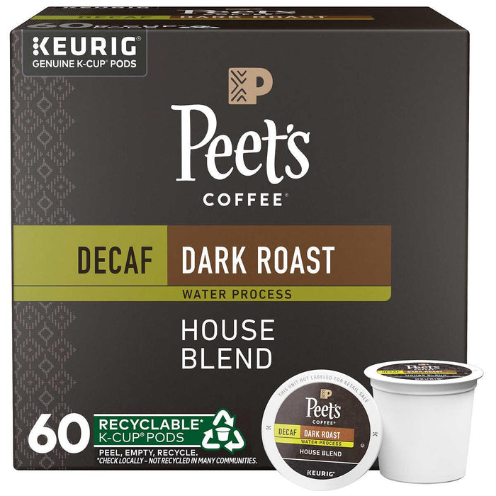 Peet's Coffee Decaf House Blend K-Cup Pod, 60-count