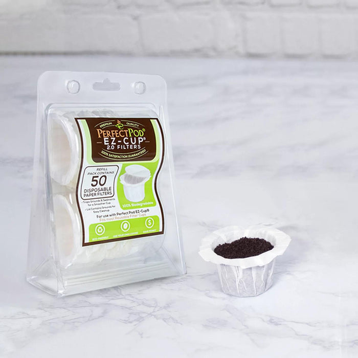 Perfect Pod EZ-Cup 2.0 Filters Disposable 100% Biodegradable Single Serve Paper Coffee Filters, 200 Ct