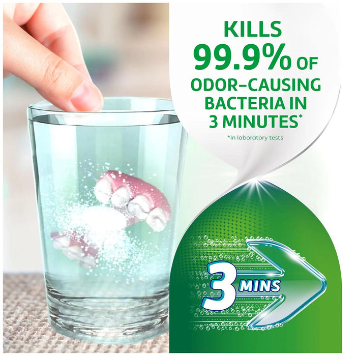 Polident 3-Minute Triple-Mint Antibacterial Denture Cleanser, Effervescent Tablets, 120 ct., 2 pk.