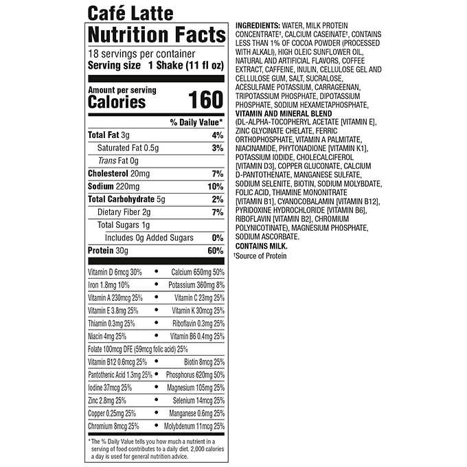 Premier 30g Protein High Protein Shakes, Cafe Latte, 11 fl oz, 18-pack