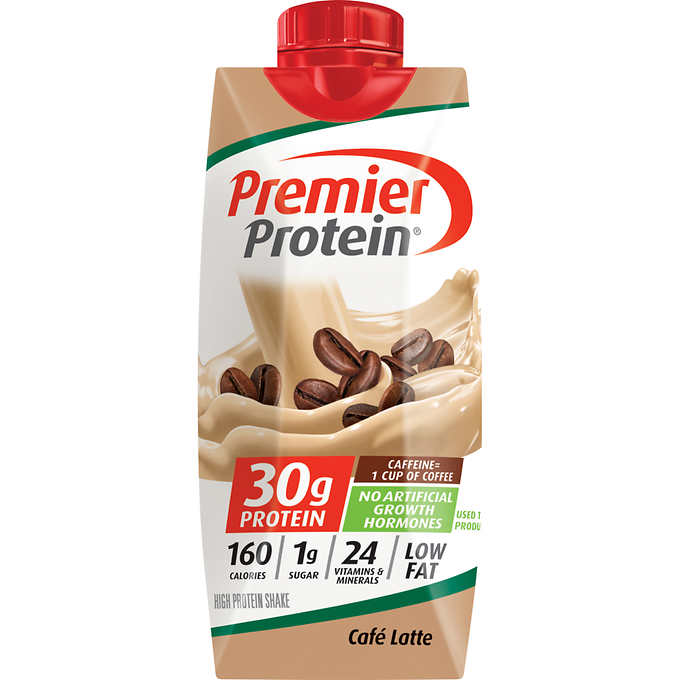 Premier 30g Protein PLUS Energy and Immune Support Shakes, Cafe Latte, 11 fl oz, 18-pack