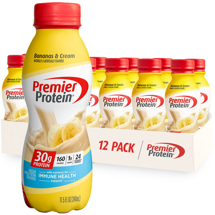Premier Protein Shake, Bananas and Cream, 30g Protein, 11.5 fl oz, 12 Ct