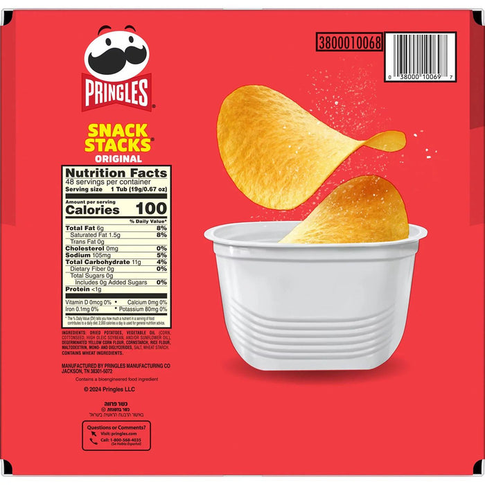 Pringles Snack Stacks Original Potato Crisps, 0.67 oz., 48 pk.