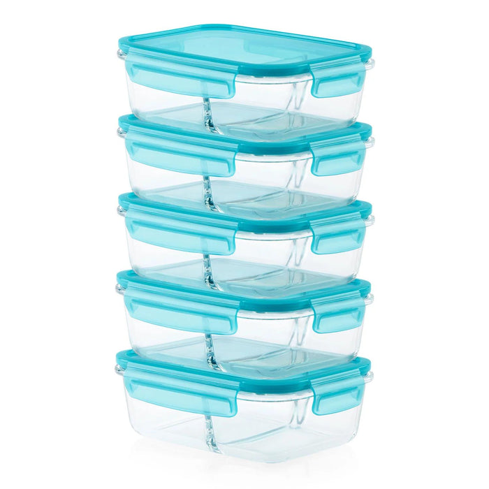 Pyrex Meal Prep 10-Piece Divided Glass Food Storage Set, 4-Cup Capacity