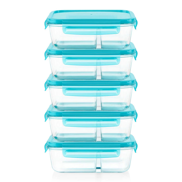 Pyrex Meal Prep 10-Piece Divided Glass Food Storage Set, 4-Cup Capacity