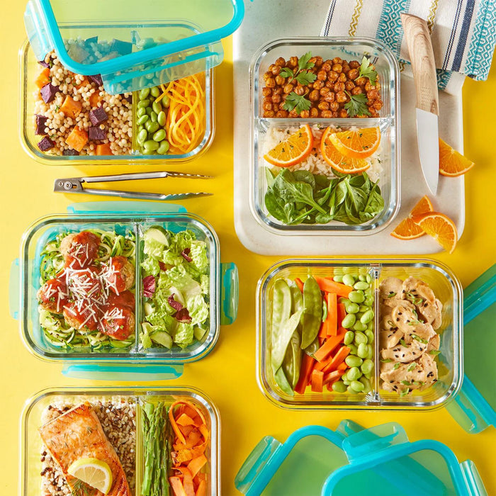 Pyrex Meal Prep 10-Piece Divided Glass Food Storage Set, 4-Cup Capacity