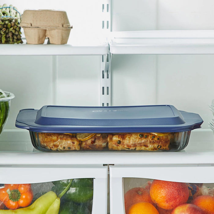 Pyrex Sculpted Tinted 4-Piece Glass Baking Dish Set with Airtight Lids