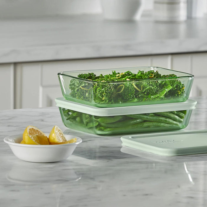 Pyrex Simply Store Tinted 12-Piece Glass Food Storage Container Set, Green and Blue