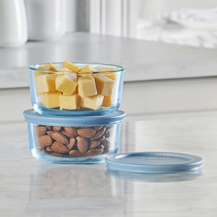 Pyrex Simply Store Tinted 12-Piece Glass Food Storage Container Set, Green and Blue