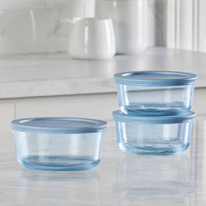 Pyrex Simply Store Tinted 12-Piece Glass Food Storage Container Set, Green and Blue