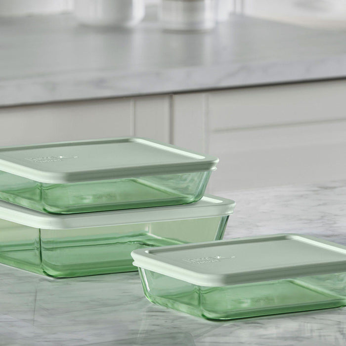 Pyrex Simply Store Tinted 12-Piece Glass Food Storage Container Set, Green and Blue