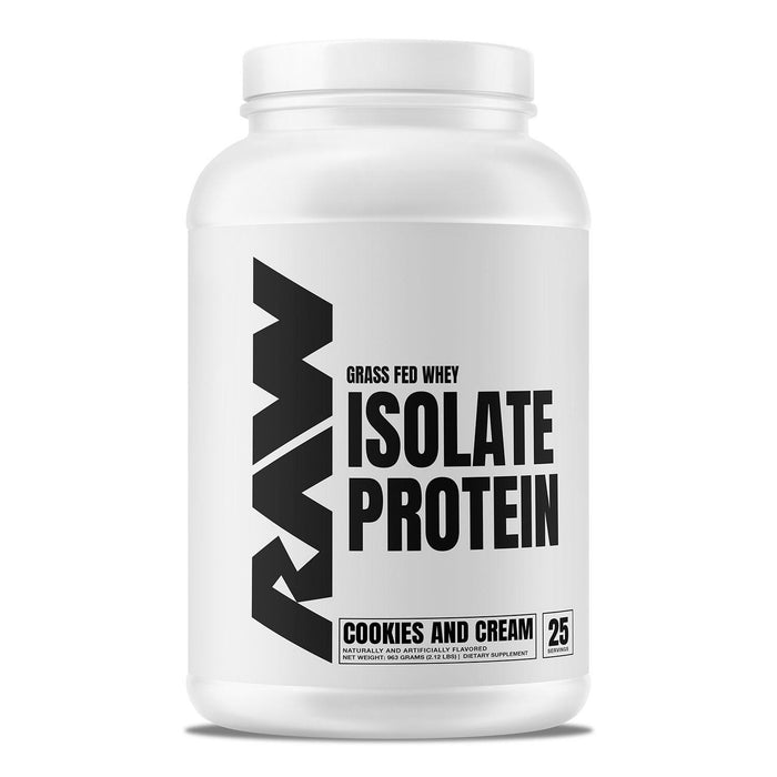 RAW Nutrition 26g Whey Isolate Protein Powder, Cookies and Cream, 1.97 lbs.
