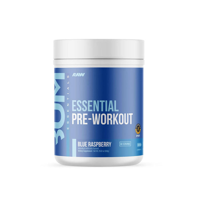 RAW Nutrition Essential Pre Workout Powder, Blue Raspberry, 1.78 lbs.
