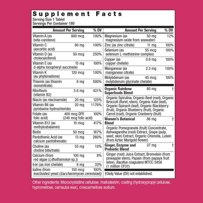Rainbow Light Women's One Multivitamin Plus Superfoods and Probiotics Tablets 180 ct.