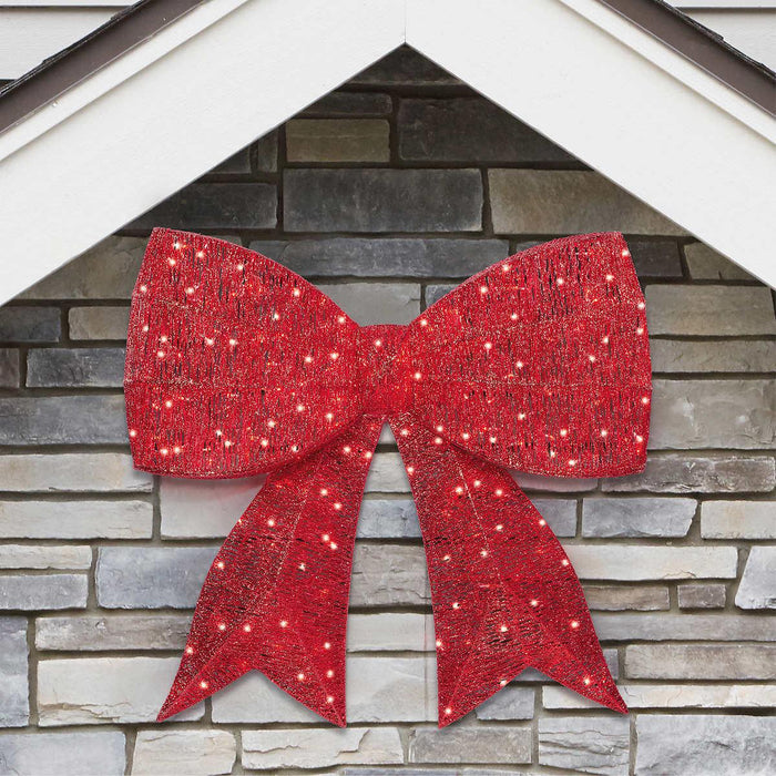 Red Bow with Twinkling LED Lights