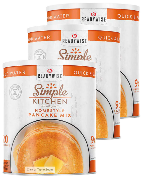 ReadyWise Simple Kitchen Pancake Mix, 3-pack #10 Cans (60 Total Servings)