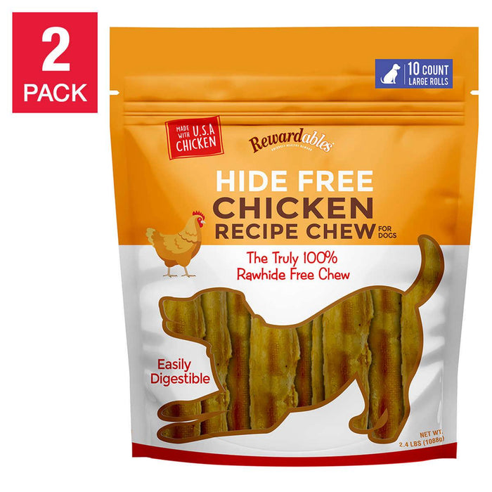 Rewardables Rawhide Free Chicken Chews, 10-count, 2-pack