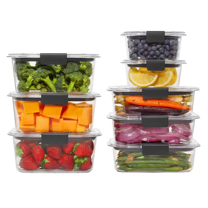 Rubbermaid Brilliance Plastic Food Storage Containers, Set of 16