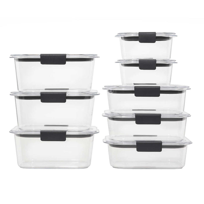 Rubbermaid Brilliance Plastic Food Storage Containers, Set of 16