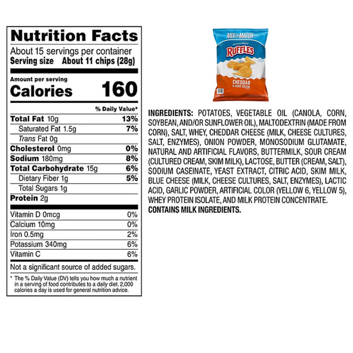 Ruffles Cheddar and Sour Cream Potato Chips, 15.125 oz.
