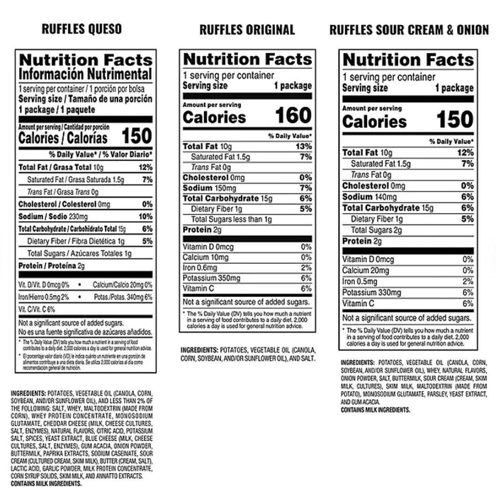 Ruffles Potato Chips, Variety Pack, 30 pk.