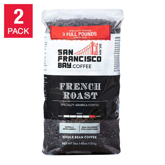 San Francisco French Roast Whole Bean Coffee 3 lb, 2-pack