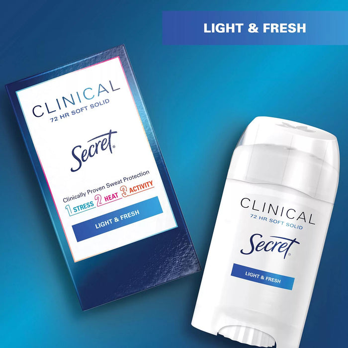 Secret Clinical Soft Solid Antiperspirant and Deodorant, Light and Fresh, 1.6 oz., 3 ct.