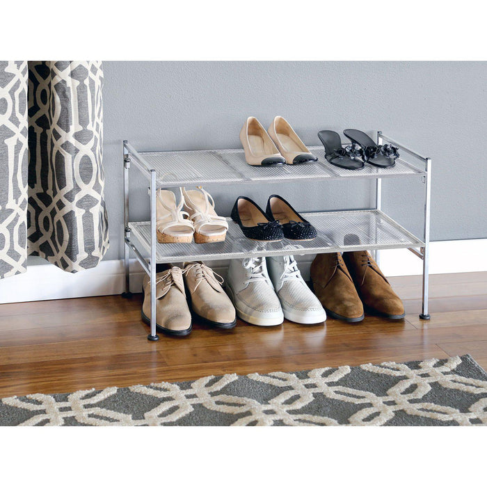 Seville Classics 2-Tier Steel Mesh Utility Shoe Rack, 26.25 W x 11.75 D x 15.75 H