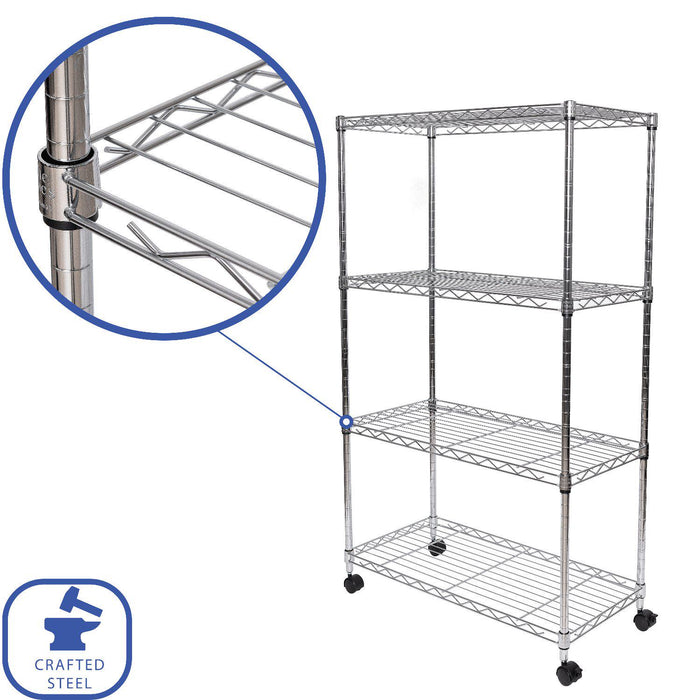 Seville Classics 4-Tier Steel Shelving, 30 x 14 x 49.5 H