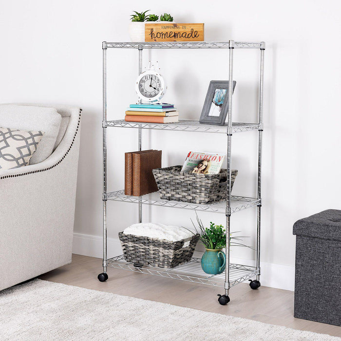 Seville Classics 4-Tier Steel Shelving, 30 x 14 x 49.5 H