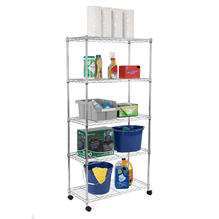 Seville Classics 5-Tier Steel Wire Shelving, 30 W x 14 D x 61.5 H