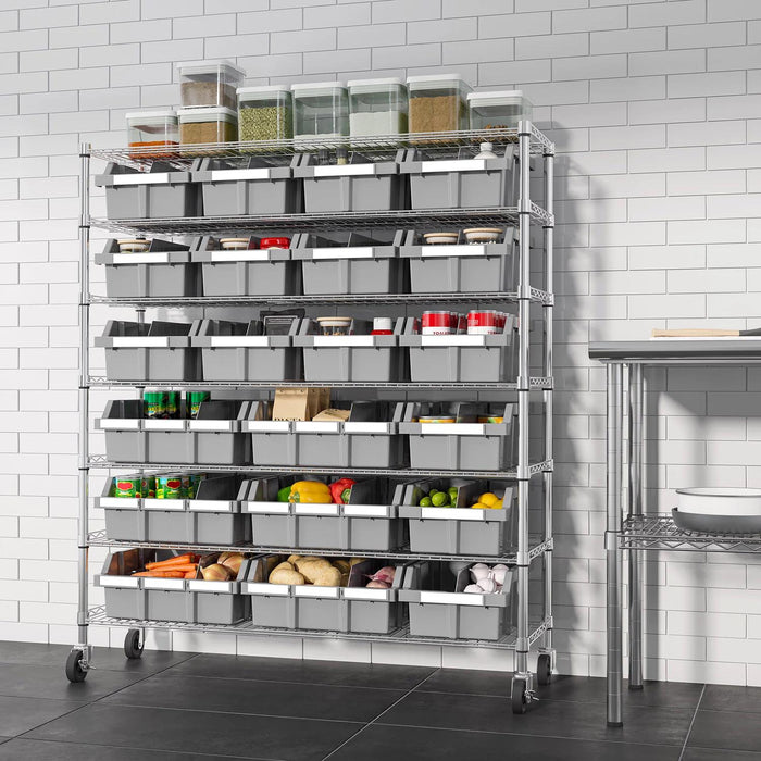Seville Classics Extra Wide 7-Tier NSF 21-Bin Rack, 48 W x 14 D x 56 H