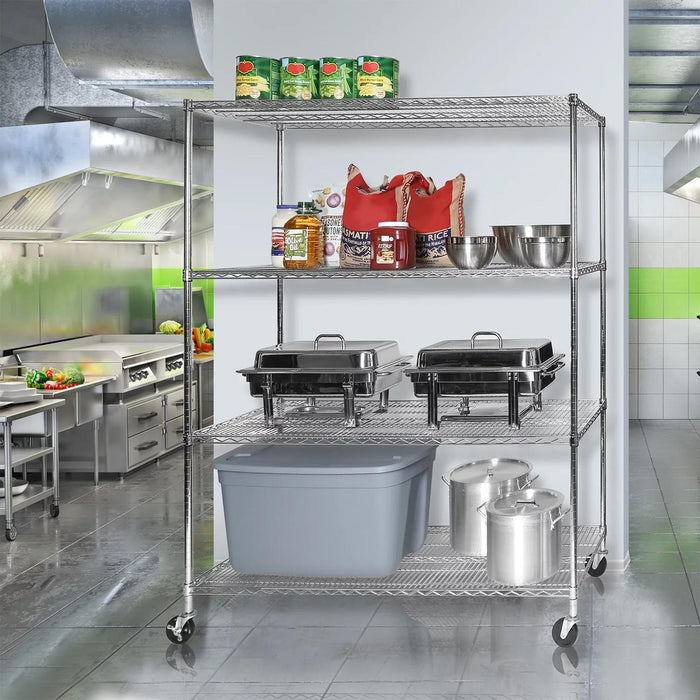 Seville Classics MEGA RACK 4-Tier NSF Steel Wire Shelving, 60 x 24 x 76 H
