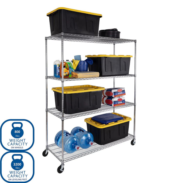 Seville Classics MEGA RACK 4-Tier NSF Steel Wire Shelving, 60 x 24 x 76 H
