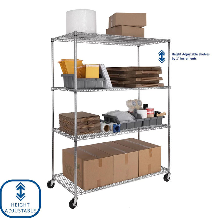 Seville Classics MEGA RACK 4-Tier NSF Steel Wire Shelving, 60 x 24 x 76 H