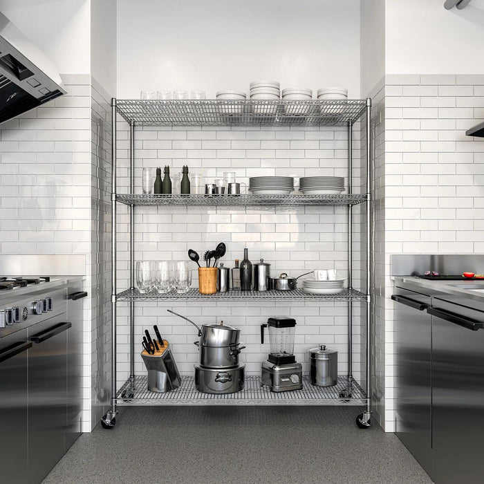 Seville Classics MEGA RACK 4-Tier NSF Steel Wire Shelving, 60 x 24 x 76 H