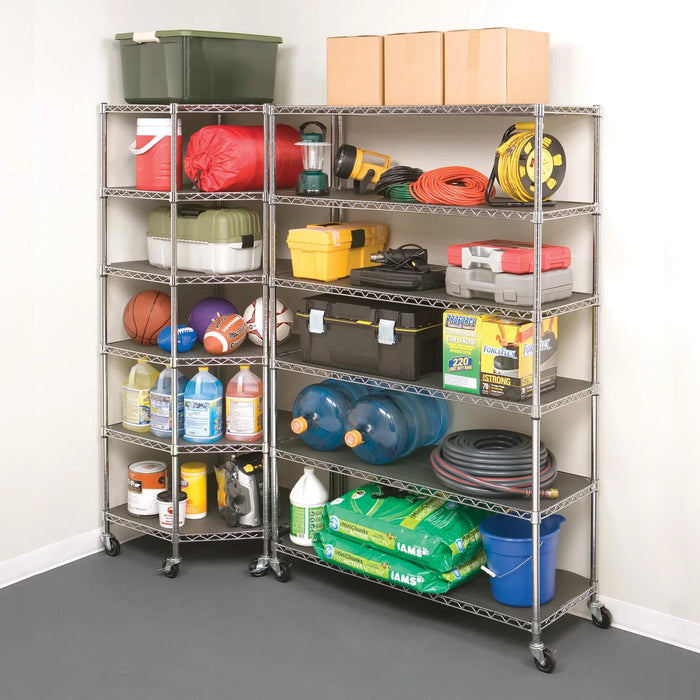 Seville Classics NSF Heavy-Duty Steel 6 Level Corner Shelf, 28 L x 28 W x 75.5 H