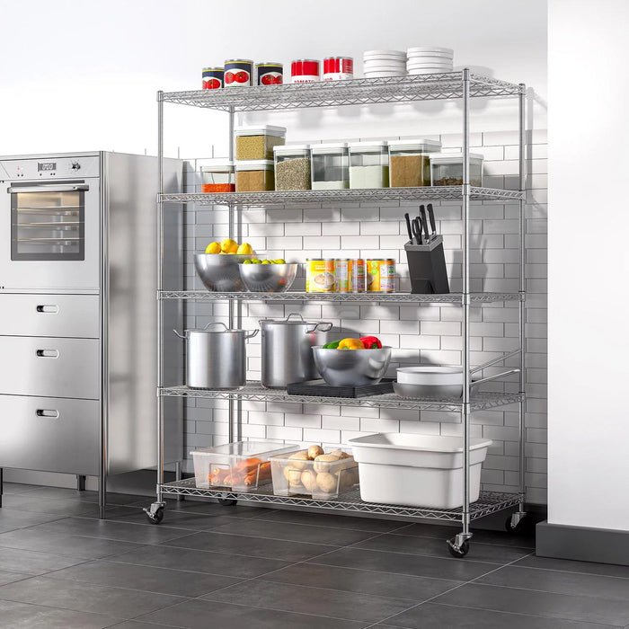 Seville Classics UltraDurable 5-Tier NSF Steel Shelving, 60 W x 24 D x 76 H
