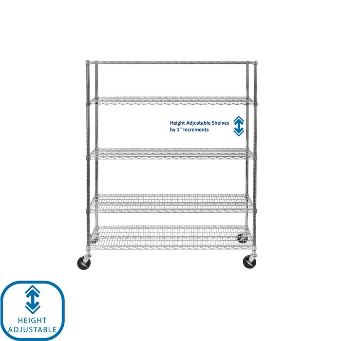 Seville Classics UltraDurable 5-Tier NSF Steel Shelving, 60 W x 24 D x 76 H