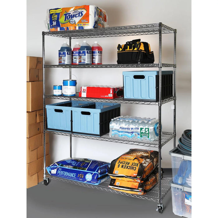 Seville Classics UltraDurable 5-Tier NSF Steel Shelving, 60 W x 24 D x 76 H